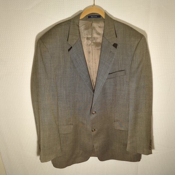 Chaps Ralph Lauren 46L Wool Blazer Mens Brown Houndstooth Made in Canada VTG - Picture 1 of 10